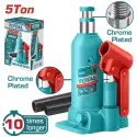 TOTAL Hydraulic Bottle Jack 5 Ton Capacity, 218-474mm Lift Range, Nickel-Plated Piston, Rust-Resistant THT109054