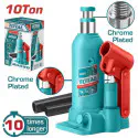 TOTAL Hydraulic Bottle Jack 10 Ton Capacity, 220-488mm Lift Range, Nickel-Plated Piston, Rust-Resistant THT109104