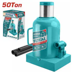 TOTAL Hydraulic Bottle Jack 50 Ton Capacity, 280-470mm Lift Range, with Safety Valve & Storage Case