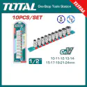 TOTAL 10 Pcs 1/2″ Socket Set Industrial Quality Model: THT121101