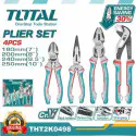 TOTAL 4Pcs Plier Set THT2K0458 – High Leverage, Cr-V Steel, TPR Non-Slip Handles, Black Polished Finish