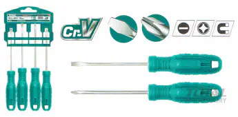 TOTAL 4Pcs Screwdriver Set (2pcs Star & 2pcs Flat) Model: THTDC250401