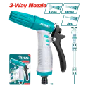 TOTAL Plastic Trigger Nozzle THWS010301 – 3-Way Adjustable Spray Gun, TPR Soft Grip, Nylon Lever, 3/4" Hose Connector