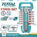 TOTAL 17Pcs 1/2" socket set with Ratchet Handle tht121171