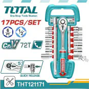 TOTAL 17Pcs 1/2" socket set with Ratchet Handle tht121171