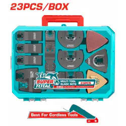 TOTAL Multi Tool Blade Set TAKTMT2301 – 23 Pcs Oscillating Tool Accessories, M42/Cr-V, for Cutting, Sanding, Scraping & Grout Removal
