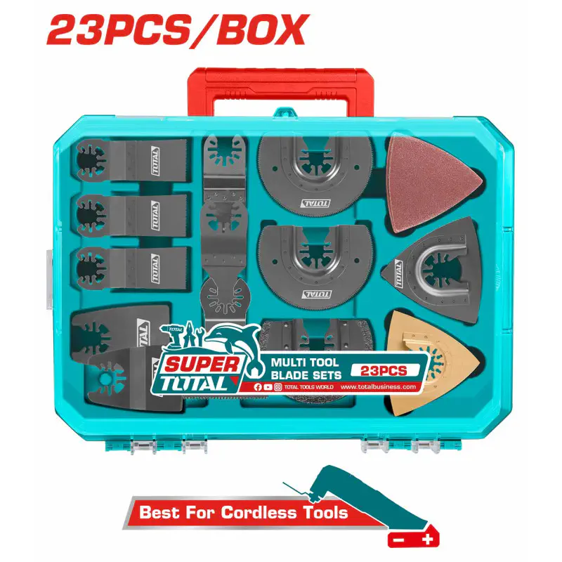 TOTAL Multi Tool Blade Set TAKTMT2301 – 23 Pcs Oscillating Tool Accessories, M42/Cr-V, for Cutting, Sanding, Scraping & Grout Removal