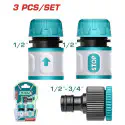 TOTAL 3 Pcs Hose Quick Connectors Set THWS030301 – 1/2" Quick Connect Kit with Water Stop & 3/4" Tap Adaptor for Garden Hose