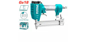 TOTAL Brad Nailer  Pneumatic (Air-Powered), 18GA, 10-30mm Brads, 100-Nail Capacity, with Nitto Connector TAT83301-3