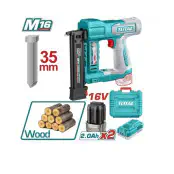 TOTAL Cordless Brad Nailer 16V, F15-F35 Nails, 110-Nail Magazine, 1.4kg Lightweight, with 2 x 2.0Ah Batteries, Charger, 1000 Nails & Carrying Case TCBNLI2038