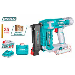 TOTAL Cordless Pin Nailer 20V, 23GA Headless Pins (10-35mm), 3 Nails/s, 140-Pin Magazine, with 2.0Ah Battery, Charger & 3600 Pins TCBNLI3606