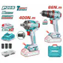 TOTAL Li-ion 2 Pcs Combo Kit TCKLI20275 – 20V Brushless Impact Drill (66Nm) & Brushless Impact Wrench (550Nm Nut-Busting) with 2 x 2.0Ah Batteries, Charger & 50 Accessories