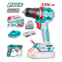 TOTAL Li-ion Drill TDLI205582 – 20V, 55Nm, 2-Speed, 22+1 Settings, 13mm Metal Chuck, with 2.0Ah Battery, Charger & 47 Pcs Accessories