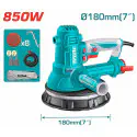 TOTAL Drywall Sander 850W, 1000-2900 rpm Variable Speed, 180mm Pad, Integrated LED Light, with Dust Collection Kit & 8 Sandpapers TDWS10508
