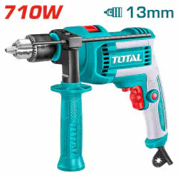 TOTAL Impact Drill TG1071366 – 710W, 0-3000 rpm, 13mm Keyed Chuck, Hammer Function, Variable Speed & Forward/Reverse Switch