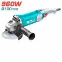 TOTAL Angle Grinder TG10910076 – 960W, 12000 rpm, 100mm (4") Disc, M10 Spindle, Industrial, with Auxiliary Handle