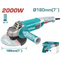TOTAL Angle Grinder TG12018026 – 2000W, 8450 rpm, 180mm (7") Disc, M14 Spindle, Industrial Grade, with Auxiliary Handle