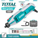 TOTAL Mini Grinder TG513326 – 130W, 10000-35000 rpm Variable Speed, 2.3/3.2mm Collet, with 109 Accessories, Flexible Shaft