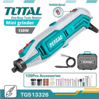 TOTAL Mini Grinder TG513326 – 130W, 10000-35000 rpm Variable Speed, 2.3/3.2mm Collet, with 109 Accessories, Flexible Shaft