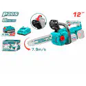 TOTAL Li-ion Chain Saw 20V Brushless, 12" (30cm) Bar, 7.9 m/s Chain Speed, Quick Chain Brake, with 2 x 4.0Ah Batteries & Charger TGSLI201286
