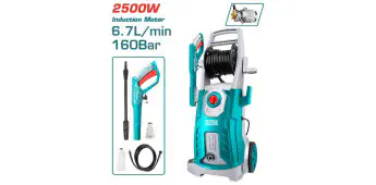 TOTAL TGT11246 High Pressure Washer – 160Bar (2320 PSI), 2500W, Copper wire induction motor powerful car washer
