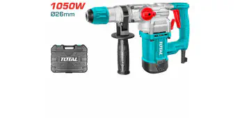 TOTAL Rotary Hammer TH110266 – 1050W, 4.5J Impact Energy, SDS Plus Chuck, 26mm Concrete Capacity, with 3 Drills, 2 Chisels & BMC Case