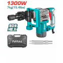 TOTAL Demolition Breaker TH2130016 – 1300W, 20J Impact Energy, 3800 BPM, HEX Chuck, Anti-Vibration System, with 2 Chisels & BMC Case