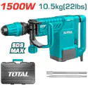 TOTAL Demolition Breaker TH215002 – 1500W, 6-25J Impact Force, SDS-Max Chuck, Anti-Vibration System, with 2 Chisels & BMC Case