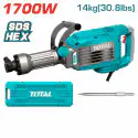 TOTAL Demolition Breaker TH217068 – 1700W, 50J Impact Force, 1900 BPM, HEX Chuck, 14kg Heavy-Duty, with 1 Chisel & Carrying Case