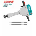 TOTAL Demolition Breaker TH220502 – 2200W, 75J Impact Force, 950 BPM, HEX Chuck, 30kg Industrial, with 2 Chisels & Carton Box