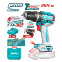 TOTAL Li-ion Drill TIDLI208688 – 20V, 86Nm, 2-Speed, 31,500 BPM, with 2 x 2.0Ah Batteries, Charger, 3 HSS Bits, 3 Masonry Bits & 2 Impact Bits