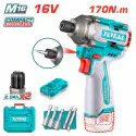 TOTAL Li-ion Impact Driver TIRLI16178 – 16V Brushless, 170Nm, 2700rpm, 3500bpm, 6.35mm Hex, with 2 x 2.0Ah Batteries & Accessories