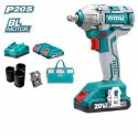 TOTAL Li-ion Cordless Impact Wrench TIWLI2001 – 20V Brushless, 300Nm, 1/2" Square Drive, with 2 x 2.0Ah Batteries, Charger & 3 Sockets