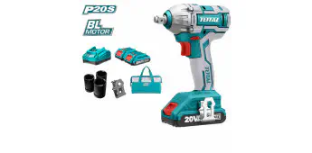 TOTAL Li-ion Cordless Impact Wrench TIWLI2001 – 20V Brushless, 300Nm, 1/2" Square Drive, with 2 x 2.0Ah Batteries, Charger & 3 Sockets