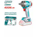 TOTAL Li-ion Impact Wrench TIWLI20401 – 20V Brushless, 400Nm Fastening / 550Nm Nut-Busting, 1/2" Square Drive, 3-Speed, with 3 Sockets & Carrying Case (Tool Only)