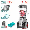 TOTAL Li-ion Cordless Stand Blender 16V, 300W, 1.5L Glass Jug, 4-Blade Stainless Steel, 2-Speed with Pulse, with 2.0Ah Battery & Charger TJB052K