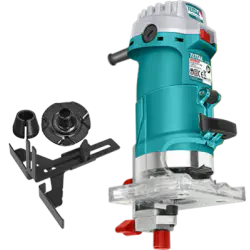 TOTAL Laminate Trimmer 500W, 33,500 rpm, 6mm & 1/4" Collets, with Parallel Guide, Template Guide & Extra Carbon Brushes TLT5001