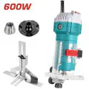 TOTAL Laminate Trimmer 600W, 34,500 rpm, 6mm & 1/4" Collets, 40mm Plunge Depth, with Template, Straight & Roller Guides, Extra Carbon Brushes TLT6001