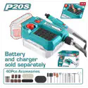 TOTAL Cordless Grinder TMGLI2001 – 20V, 5000-33000 RPM, 3.2mm Collet, Variable Speed, with 40 Accessories & Flexible Shaft (Tool Only)