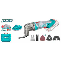 TOTAL Li-ion Multi Tool TMLI20228 – 20V, 6-Speed Adjustable (5000-20000 rpm), with 2.0Ah Battery, Charger & 8 Accessories