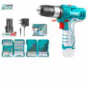 TOTAL Li-ion Impact Drill TOSLI23022 – 12V, 20Nm, 2-Speed, 22500 BPM, with 2 x 1.5Ah Batteries, Charger, 45 Pcs Bit Set & 16 Pcs Drill Bit Set