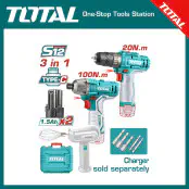 TOTAL Cordless 12V 3-Piece Combo Set TOSLI240205 – Drill, Impact Driver & Hand Mixer with 2 x 1.5Ah Batteries