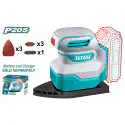 TOTAL Li-ion Palm Sander TPSLI2014 – 20V, 12000 rpm, Iron-Shape Design, 2-in-1 Palm & Detail Sander, with Finger Pad & Sandpapers (Tool Only)
