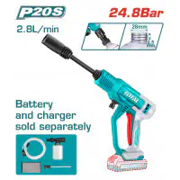 TOTAL TPWLI2036 Cordless Pressure Washer – 20V, 24.8 Bar, Portable Car Washer (Tool Only – Without Battery & Charger)