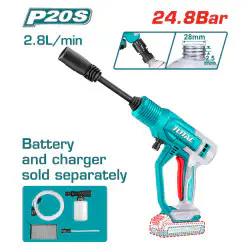 TOTAL TPWLI2036 Cordless Pressure Washer – 20V, 24.8 Bar, Portable Car Washer (Tool Only – Without Battery & Charger)