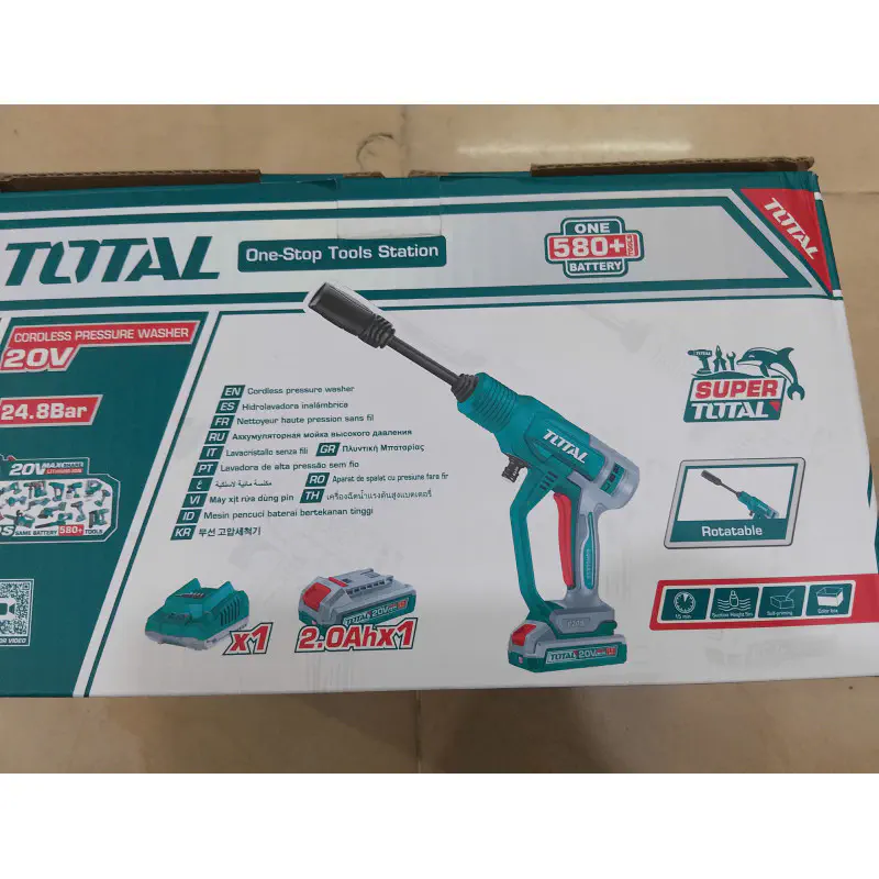 TOTAL TPWLI20362 Cordless pressure washer 24.8Bar, Car washer with battery & charge; 20V, 2.0Ah 