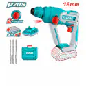 TOTAL Cordless Rotary Hammer TRHLI201681 – 20V, 1.5J Impact Energy, SDS Plus Chuck, 16mm Concrete Capacity, with 2.0Ah Battery, Charger & 3 Drill Bits