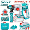 TOTAL Brushless Cordless Rotary Hammer TRHLI202882 – 20V, 4.5J Impact Energy, SDS Plus Chuck, 28mm Concrete Capacity, with 2 x 4.0Ah Batteries & Charger