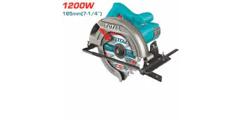 TOTAL Circular Saw 1200W, 5000 rpm, 185mm (7-1/4") TCT Blade, 0-45° Bevel, 65mm Cutting Depth, with Parallel Guide & Carbon Brushes TS11218576