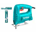 TOTAL Jig Saw 400W, 800-3000 rpm Variable Speed, 55mm Wood / 3mm Steel Cutting, 0-45° Bevel, with Saw Blade & Hex Key TS2045565